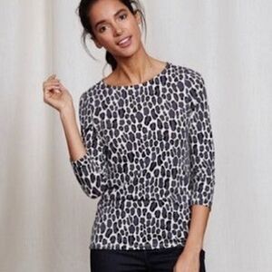 Boden Animal Leopard Print Blouse Top  Sz 12 Tencel Lyocell Cotton